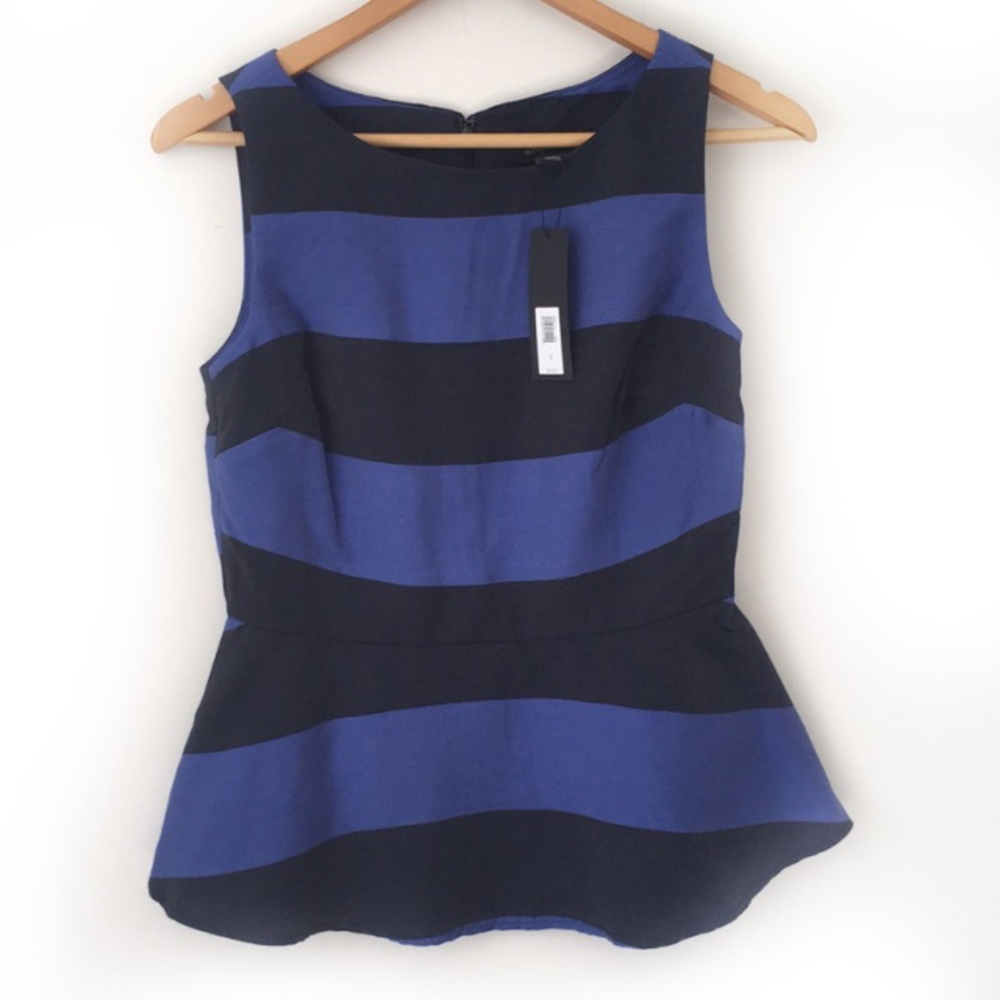 Banana Republic Peplum Striped Shimmer Tank Top